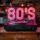 Vintage turntable with neon 80s